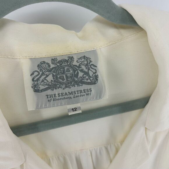 The Seamstress Of Bloomsbury London Button Up Shirt Poppy 1940's Style SZ 12 Top - Picture 3 of 10